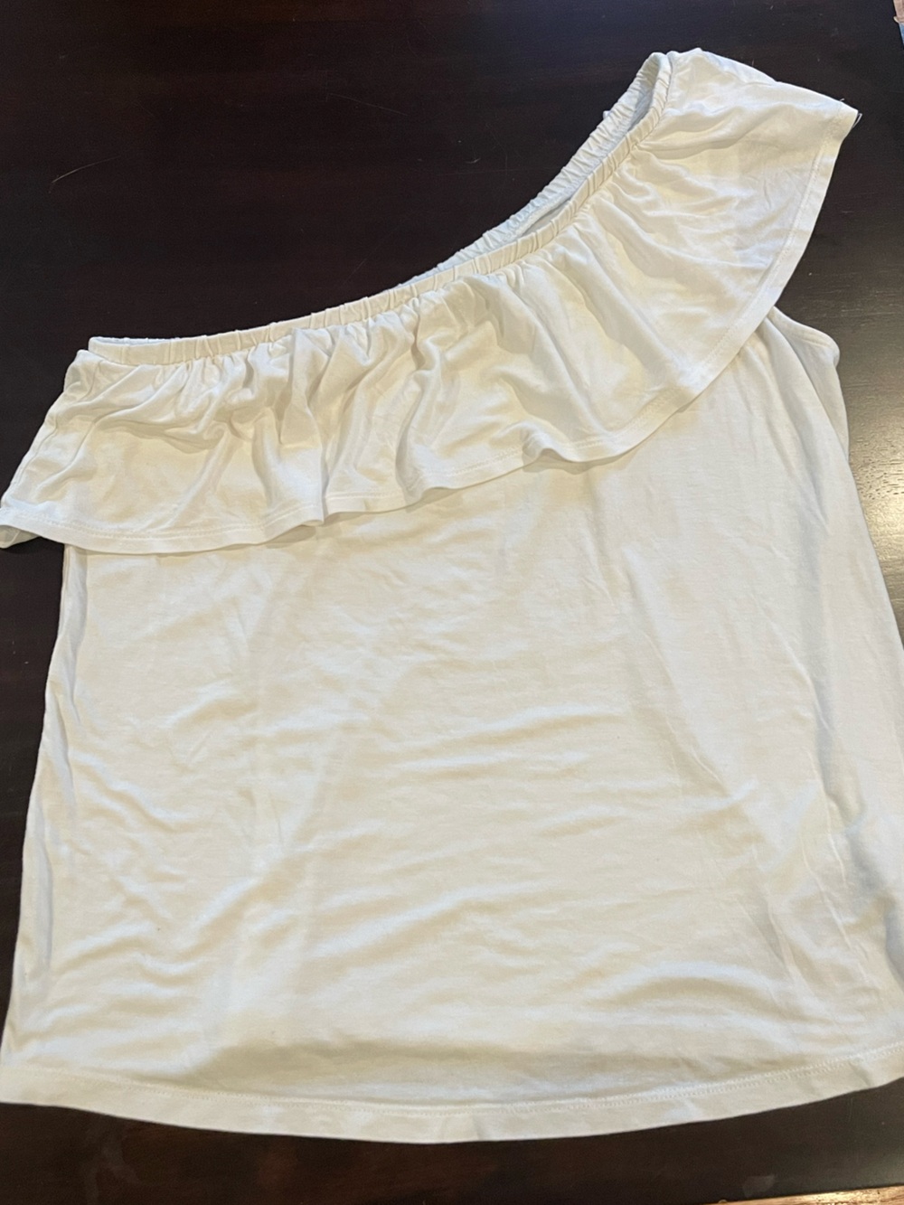 Old Navy White Ruched One-Shoulder Top